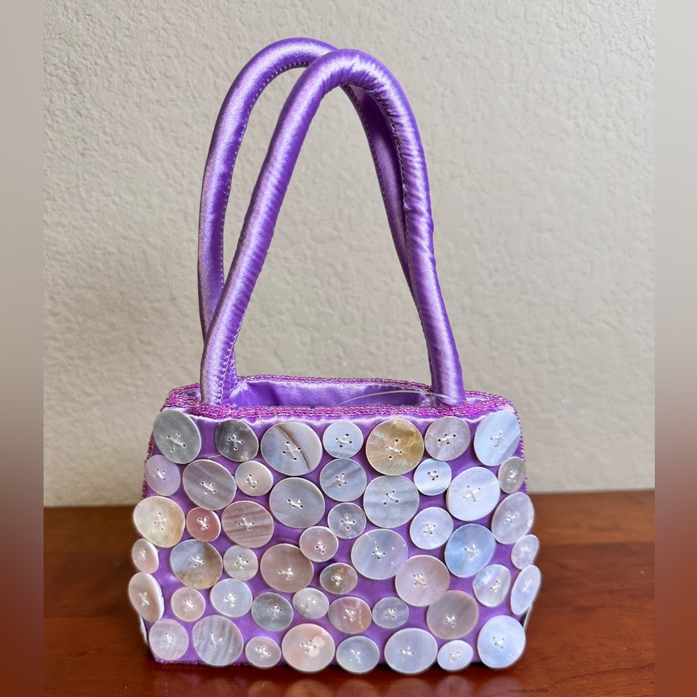 Handmade mother of pearl handbag NWT purple